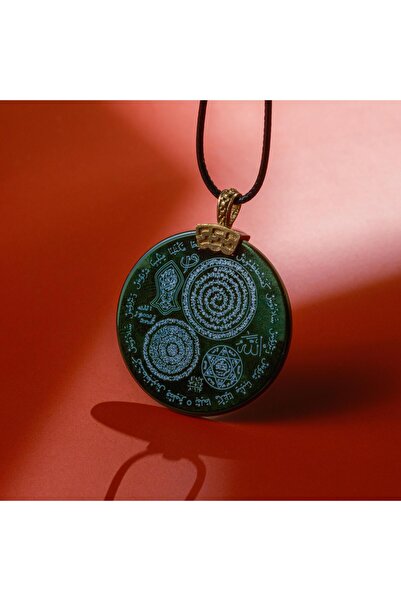 Sırlı Sepet Yeşil Özel Seri Dualı Akik Taşı Kolye