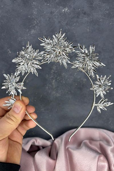 Hayalperest boncuk Silver Star Stone Bridal Henna Crown and Bridal Hair Accessory