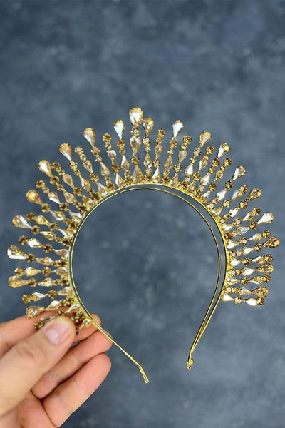 Hayalperest boncuk Honey Color Ayas High Party Bridal Henna Crown