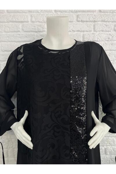 Butik Eylül Plus Size Sequin/Tulle Detailed Evening Dress with Underwear