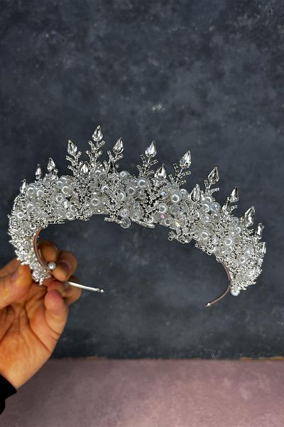 Hayalperest boncuk Cream Ala Beaded Design Bridal Henna Crown