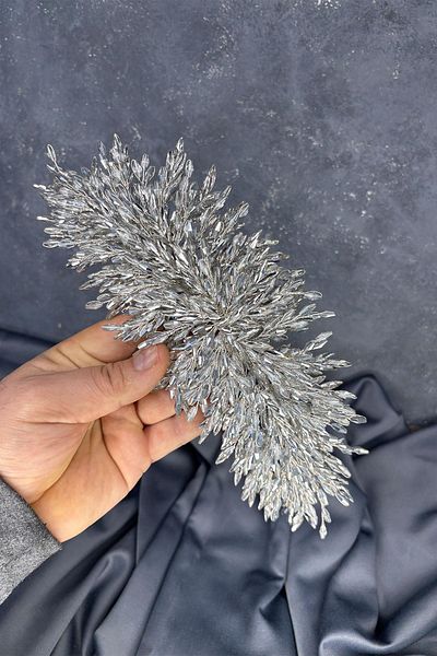 Hayalperest boncuk Silver grey eva dense beading bridal henna crown