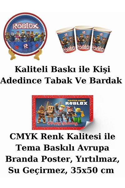 Roblox Σετ διακοσμητικών στοιχείων για πάρτι γενεθλίων Robloks για 32 άτομα με σημαίες και πανό