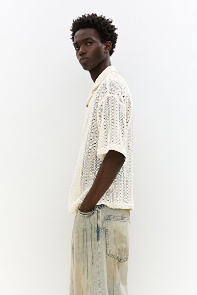 Pull & Bear Short sleeve crochet shirt