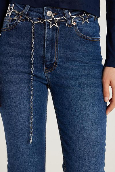 Tudors Women's Regular Fit Lycra Flared Navy Blue Jean Jeans Trousers