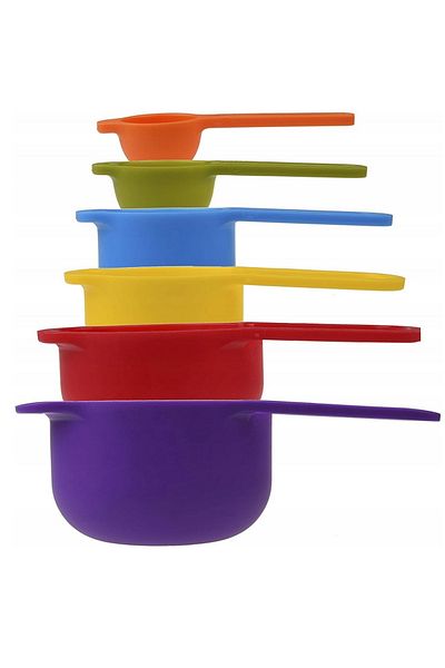 OEM Set of 6 kitchen measuring spoons, plastic, 7.5 - 250 ml, multicolor