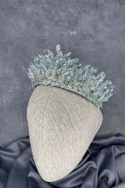 Hayalperest boncuk Water Green Livan Beaded Bridal Henna Crown Hair Accessory