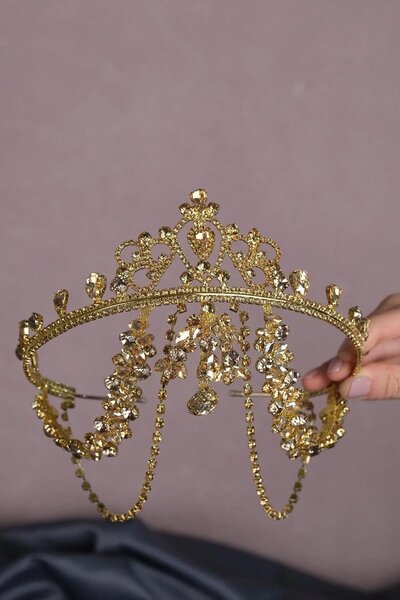 Limelia Медена корона от хена за булката с ресни на челото Hürrem