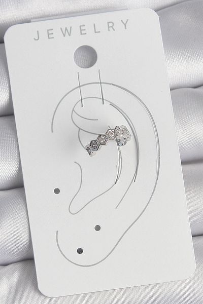 E BULURUM Brass Silver Color Honeycomb Model Zircon Stone Women's Cartilage Earrings
