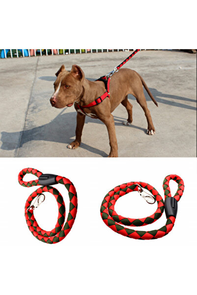 PUFO Comfortable cord leash for dogs, 125 cm, carabiner system with swivel, durable, red/green