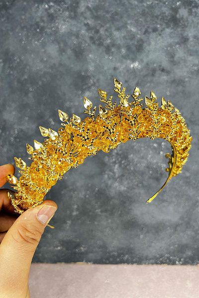 Hayalperest boncuk Honey Color Ala Beaded Design Bridal Henna Crown