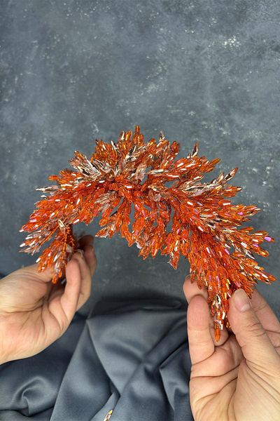 Hayalperest boncuk Orange Eva Intense Bead Embroidered Bridal Henna Crown