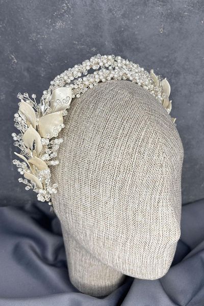 Hayalperest boncuk Asensa Double Row Enameled Crystal Bridal Crown Hair Accessory