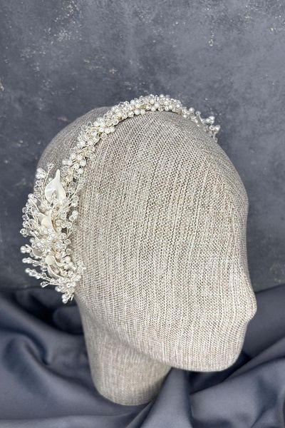 Hayalperest boncuk Veria Single Row Enameled Crystal Bridal Crown Hair Accessory