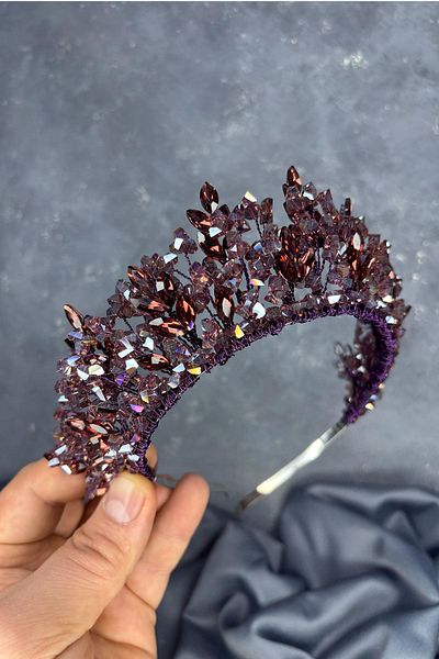 Hayalperest boncuk Plum Nature Beaded Bridal Henna Crown Bridal Hair Accessory