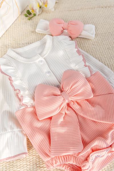 Babymod Baby Girl Dress with Bow Bandana Baby Rompers