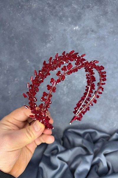 Hayalperest boncuk Sare Model Double Row Bridal Henna Crown Hair Accessory