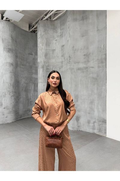 kalben outlet Elegance with Bohemian Inspiration Jacquard Oversize Shirt & Trousers Set