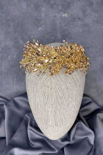 Hayalperest boncuk Honey color elisa beaded bridal henna crown hair and turban accessory
