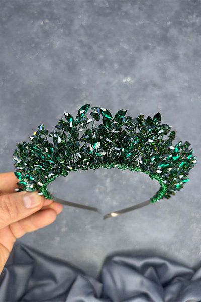 Hayalperest boncuk Emerald Green Nature Beaded Bridal Henna Crown Bridal Hair Accessory