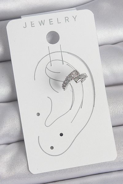 E BULURUM Brass Silver Color Zircon Stone Women's Cartilage Earrings
