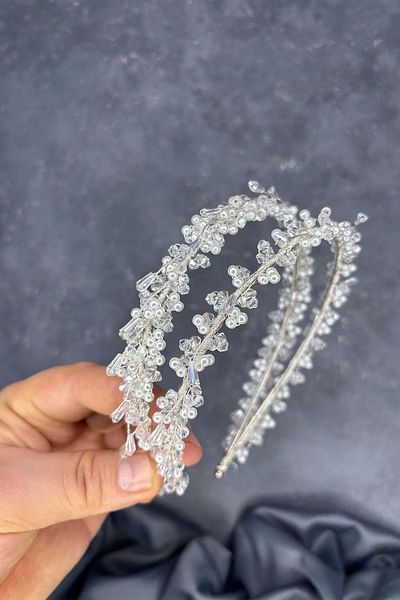 Hayalperest boncuk Sare Model Double Row Bridal Henna Crown Hair Accessory
