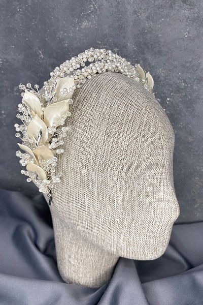 Hayalperest boncuk Asensa Double Row Enameled Crystal Bridal Crown Hair Accessory