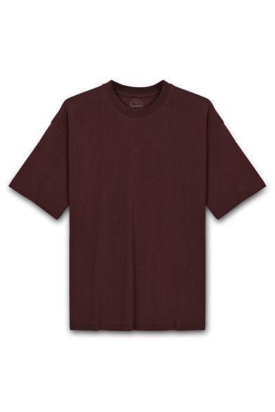 COMBİNE MİCHAİL Tricou pentru bărbați, 100% bumbac organic, cu textura groasă, cu croiala confortabilă, cu gât roșu Claret
