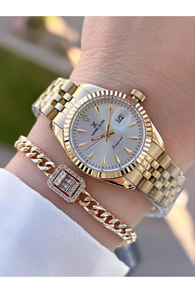 Daniel Klein Diamond Stone Steel Cord 3 Atm Water Resistant Special Design Women Wristwatch+Bracelet V