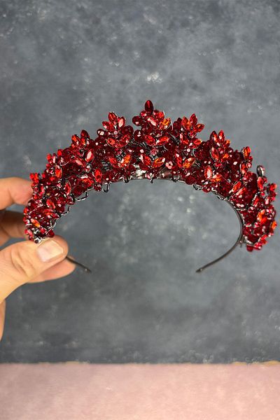 Hayalperest boncuk Red Umay Bead Embroidered Bridal Henna Crown
