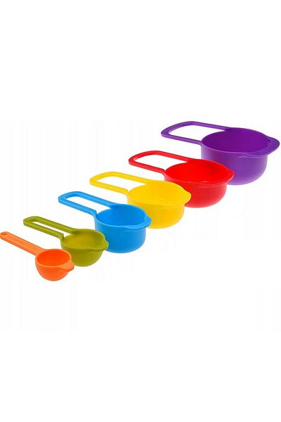 OEM Set of 6 kitchen measuring spoons, plastic, 7.5 - 250 ml, multicolor