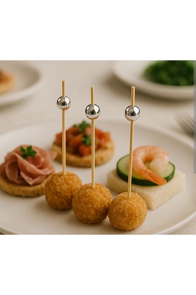 velomy Silver Ball Edible Cake Decoration Toothpick 36 Pcs.Wafers Edible
