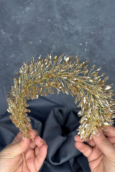 Hayalperest boncuk Honey Color Salba Bridal Henna Crown and Hair Turban Accessory