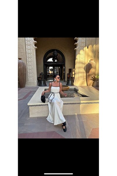 saze butik BAĞLAMALI KETEN ELBİSE