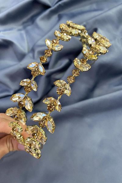 Hayalperest boncuk Alpha Shuttle Glass Crystal Stone Bridal Henna Crown