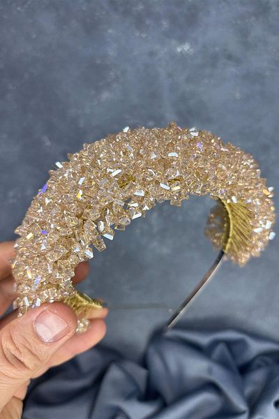 Hayalperest boncuk Asu Intensive Bead Embroidered Bridal Henna Crown