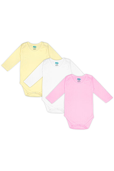 Babies Basic طقم رومبير/بدلة بأكمام طويلة. طقم من 3 قطع - وردي، ليموني، كريمي...