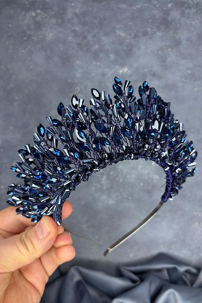 Hayalperest boncuk Maria Intensely Embroidered Crystal Bridal Henna Crown Hair Accessory