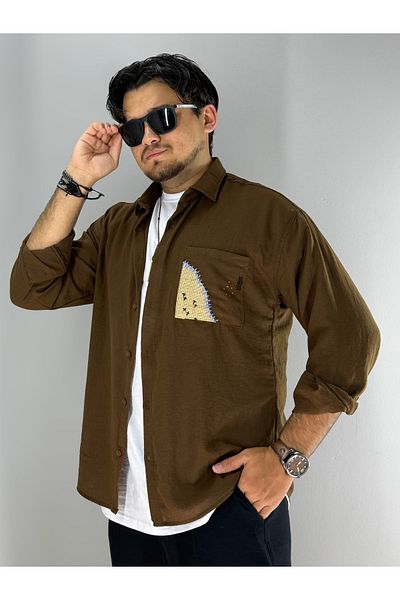 MARESHAL Embroidery Straw Pocket Detailed Oversize Shirt()