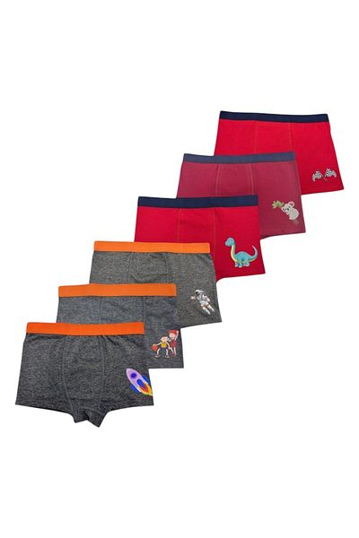 LAUMA Men's Kids Boxers 6 Pack Assorted Color and Pattern Cotton and Stretchy Fabric