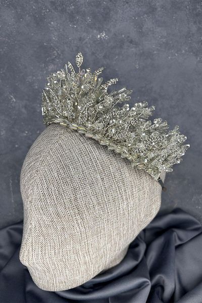 Hayalperest boncuk Green Tint Livan Beaded Bridal Henna Crown Hair Accessory