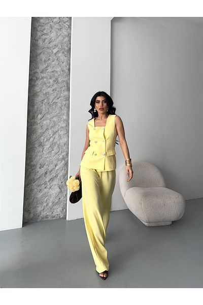 ZF BUTİK Weste-Hosen-Set mit quadratischem Kragen