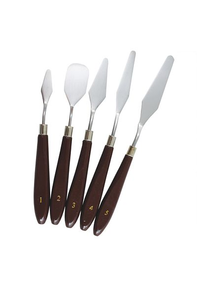 OEM Painting spatula set, 5 pcs, handle 10.5 cm, burgundy/silver