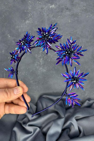 Hayalperest boncuk Purple Star Stone Bridal Henna Crown and Bridal Hair Accessory