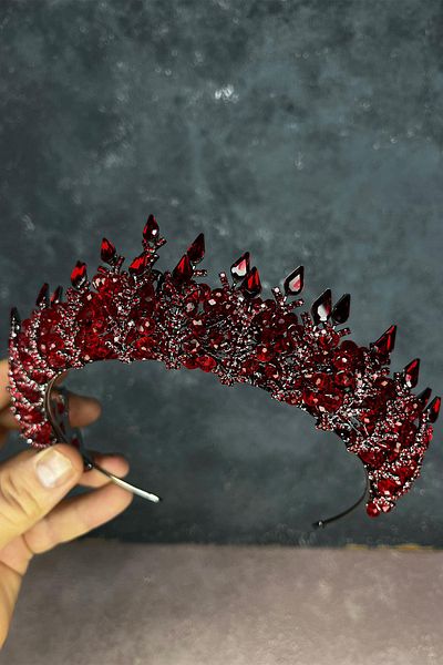 Hayalperest boncuk Burgundy Ala Beaded Design Bridal Henna Crown