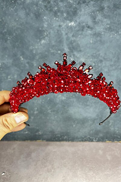 Hayalperest boncuk Red Edis Bead Embroidered Bridal Henna Crown