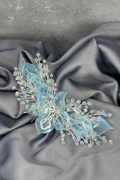Hayalperest boncuk Light Blue Pearlescent Essence Scalloped Bridal Hair Accessory