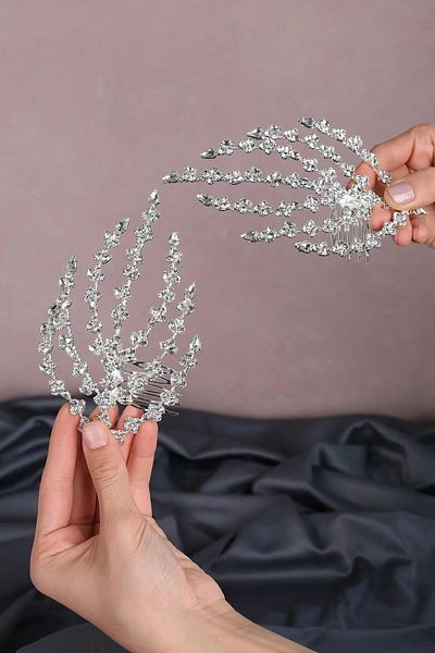 Hayalperest boncuk Jewelled Bridal Henna Hair Accessory with Double Comb Buckle