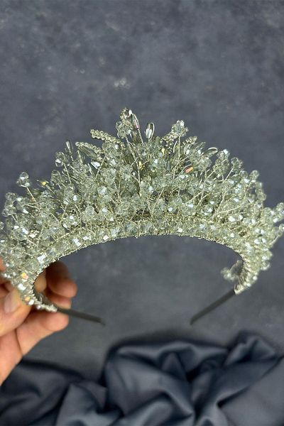 Hayalperest boncuk Light Green Livan Beaded Bridal Henna Crown Hair Accessory
