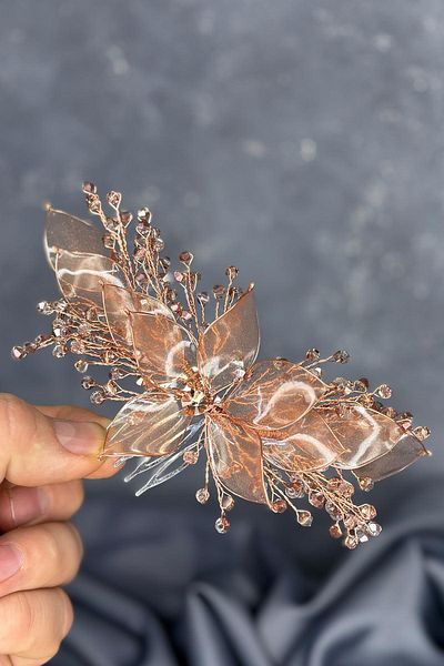 Hayalperest boncuk Rose Color Pearlescent Essence Scalloped Bridal Hair Accessory